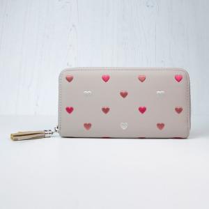 Gorgeous Grey Embroidered Purse with Pretty Hearts